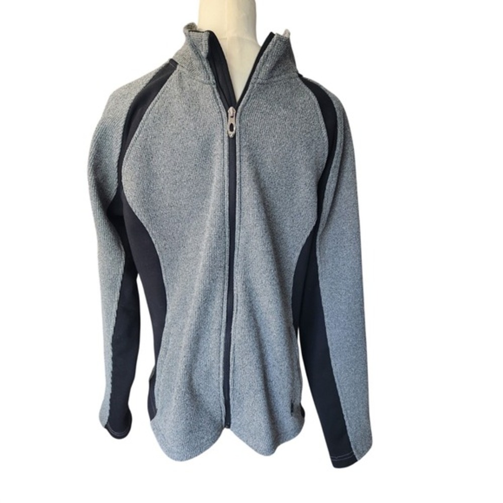 Spyder Full Zip‎ Jacket Gray & Black Sweater Knit Mock Neck Outdoor Activewear